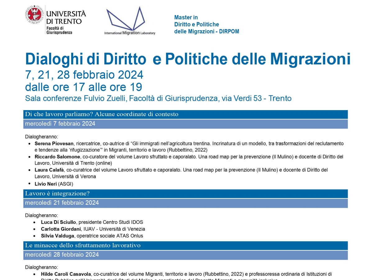 La seconda edizione dei Dialoghi di Diritto e Politiche delle Migrazioni